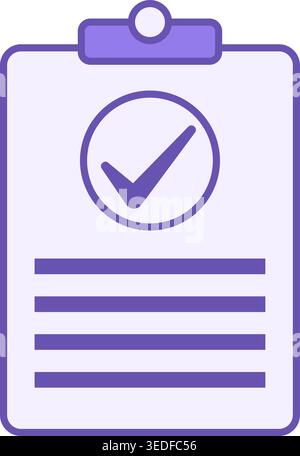 Colored Clipboard Icon. Vector Icon. Checklist with Checkmark. Office Concept Stock Vector