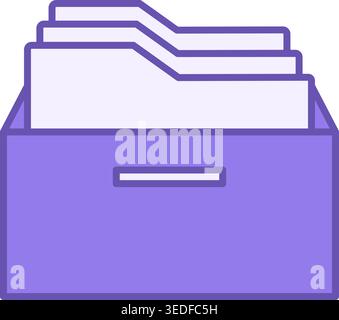 Colored Archive Icon. Vector Icon. Folders in Drawer. Document Storage. Office Concept Stock Vector