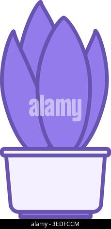 Colored Office Plant Icon. Vector Icon. Plant in Flower Pot. Interior Item. Office Concept Stock Vector