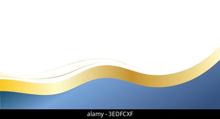 Gold Banner Header Wave Blue and Gold wallapper, background, Modern Gradient Wave Business Corne Stock Vector