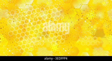Seamless pattern with honeycombs . Hand drawn. Not AI, vector illustration. Stock Vector
