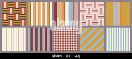 Minimalist Striped and Checkered Patterns Set Stock Vector