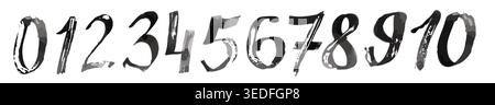 Numbers brush objects hand drawn. Not AI, Vector illustration Stock Vector