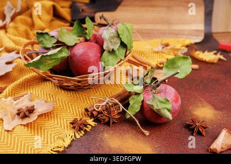 Harvest Apple Composition on Warm Background Stock Photo