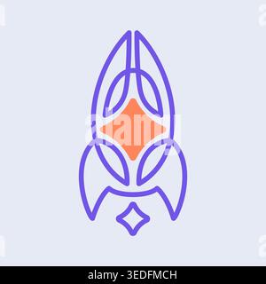 Line art rocket. Image of conquering new knowledges. AI symbol, logo. Vector illustration for artificial intelligence branding Stock Vector