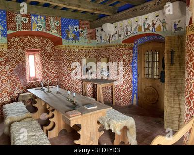 medieval castle banquet hall Stock Photo