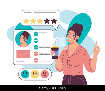 Customer feedback review scene. Vector illustration Stock Vector