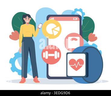 Fitness app and smartwatch. Vector illustration Stock Vector