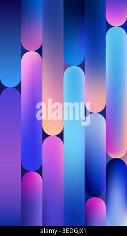 vibrant abstract background features vertical rounded capsules with smooth blue and pink gradients for modern designers, fluid aesthetic in digital me Stock Vector