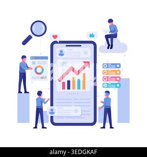 Social Media Analytics Dashboard with Data and Trend Monitoring. Social Media Trend Monitoring Concept Stock Vector