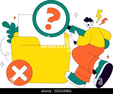 No Data Vector Illustration Featuring Empty Analytics Dashboard, Error State, Missing Information Concept With UI Elements and Notification Symbols Stock Vector