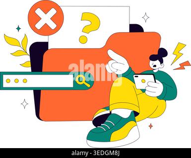No Data Vector Illustration Featuring Empty Analytics Dashboard, Error State, Missing Information Concept With UI Elements and Notification Symbols Stock Vector