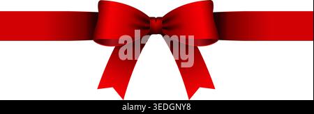 Gift Ribbon Bow Horizontal Banner illustration (Red) Stock Vector