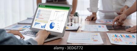 Spreadsheet document information financial startup concept. data and graphs in spreadsheet documents for online analysis project dashboard accounting Stock Photo