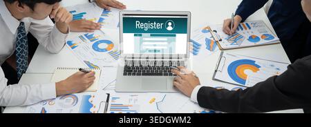Online registration form for brisk form filling on the internet website Stock Photo