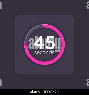 Magenta pink countdown timer on dark background Stock Vector