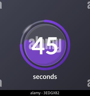 Liquid effect translucent countdown timer on dark background Stock Vector