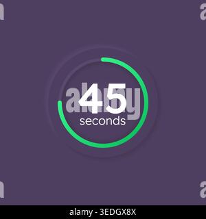 Green line neumorphism countdown timer on dark background Stock Vector