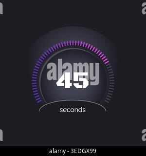 Purple gradient radial countdown timer on dark background Stock Vector