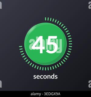 Green virtual countdown timer on dark background Stock Vector