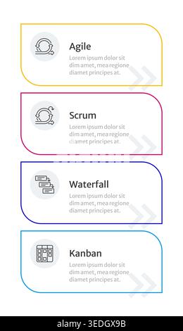 Continuous process multicolor rounded infographic 4 steps Stock Vector