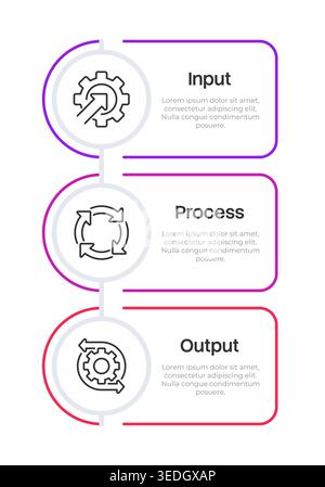 Workflow optimization model multicolor rounded infographic 3 steps Stock Vector