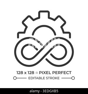 Devops infinity pixel perfect line icon Stock Vector