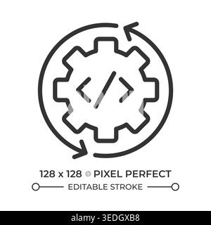 Continuous integration pixel perfect line icon Stock Vector