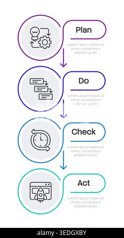 PDCA cycle multicolor round infographic 4 steps Stock Vector