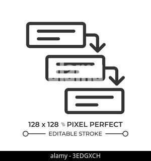 Waterfall methodology pixel perfect line icon Stock Vector