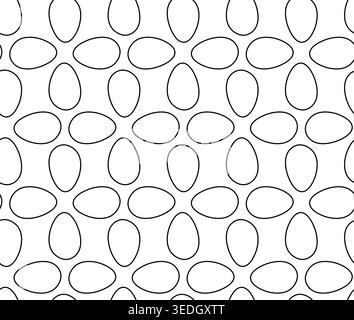 Easter pattern of white line art eggs seamless closeup pattern hand drawn illustration. Vector graphic line art. Perfect for cafe logo, branding, pack Stock Vector