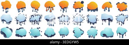 Collection of abstract dripping liquid shapes and melting paint blobs for speech bubbles. Vector illustration. Stock Vector