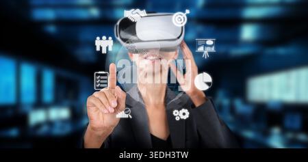 Explore the integration of virtual reality in modern business strategies. This image captures the essence of innovation in enhancing customer Stock Photo