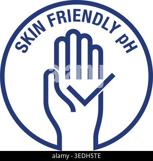 Skin-Friendly pH balanced label in bold line - for packaging of cosmetics and skincare products. Optimal level of acidity and alkalinity Stock Vector