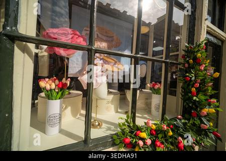 LONDON - MARCH 20, 2026: ST JAMES'S STREET SW1A - Lock & Co Hatters luxury hat window display 6 St James's Street Stock Photo