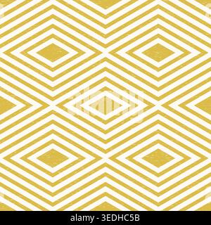 Mustard yellow lines and rhombuses, Modern geometry, abstract geometric contemporary pattern with multiple lines, seamless vector pattern for wallpape Stock Vector