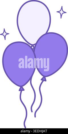 Colored Balloons Icon. Vector Icon. Three Balloons for the Party. Brazilian Carnival Concept Stock Vector