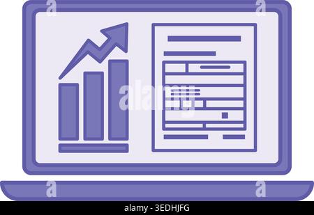 Colored Laptop Icon. Vector Illustration. Laptop for Office Work. Gadget, Technology. Concept Work and Business Stock Vector