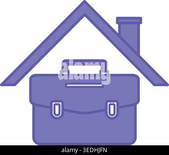 Colored Remote Work Icons. Vector Illustration. Home and Work Briefcase. Freelance, Work from Home. Work and Office Concept Stock Vector