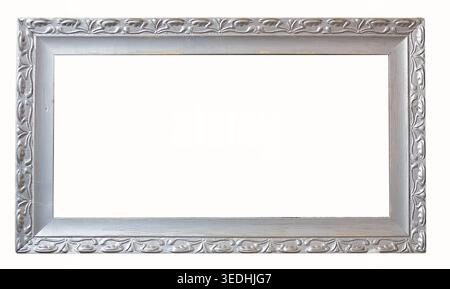 isolated shot of an ornate picture frame. Frame of gray color silver-gray Stock Photo