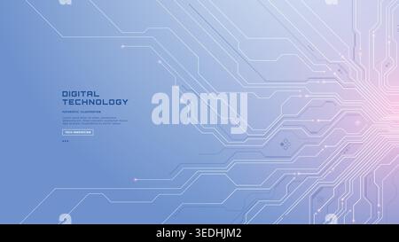 Tech background featuring white circuit patterns and geometric lines. Stock Vector