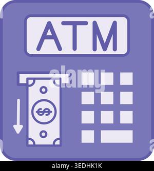 Colored ATM Icon. Cash Withdrawal. Cash Dispenser. Personal Finance Concept Stock Vector