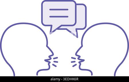 Colored Conversation Icon. Vector Illustration. Two People Chatting and Exchanging Information. Speaking Concept Stock Vector