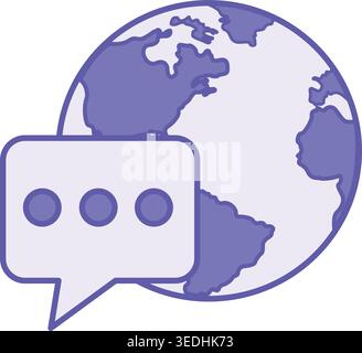 Colored Language Icon. Vector Illustration. Speech Bubble And Globe. Human Communication. Speaking Concept Stock Vector