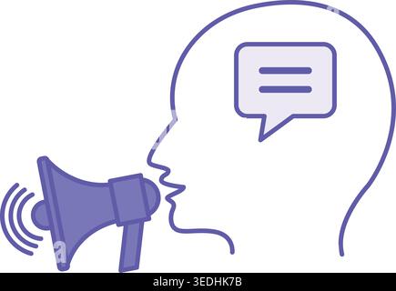 Colored Announce Icon. Vector Illustration. Man Saying Important Information on Megaphone. Speaking Concept Stock Vector
