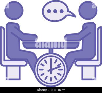 Colored Deliberation Icon. Vector Illustration. People Talking Around the Table. Meeting, Communication, Hours, Solving Problems. Speaking Concept Stock Vector