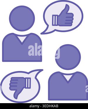 Colored Opinion Icon. Vector Illustration. Judgment, Evaluation, Conclusion. People, Like and Dislike. Speaking Concept Stock Vector