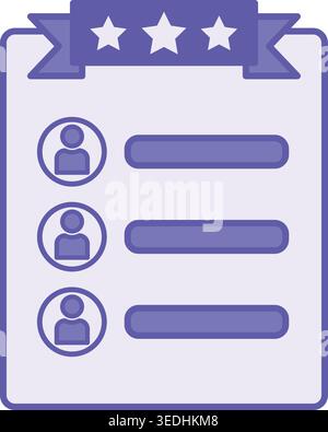 Colored Leaderboard Icon. Vector Illustration. List That Displays Names and Achievements of the Top Participants of a Competition or Game. Reward Conc Stock Vector