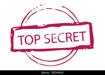 Red stamp top secret sign, confidential envelope, letter, rubber seal. Stamp with lines, textured decorative edges. post office marks and envelope designs, vintage. Vector illustration Stock Vector