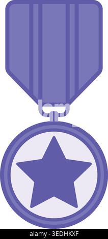 Colored Honor Icon. Vector Illustration. Medal with Star. Honesty, Loyalty, Justice, Nobility. Reward Concept Stock Vector